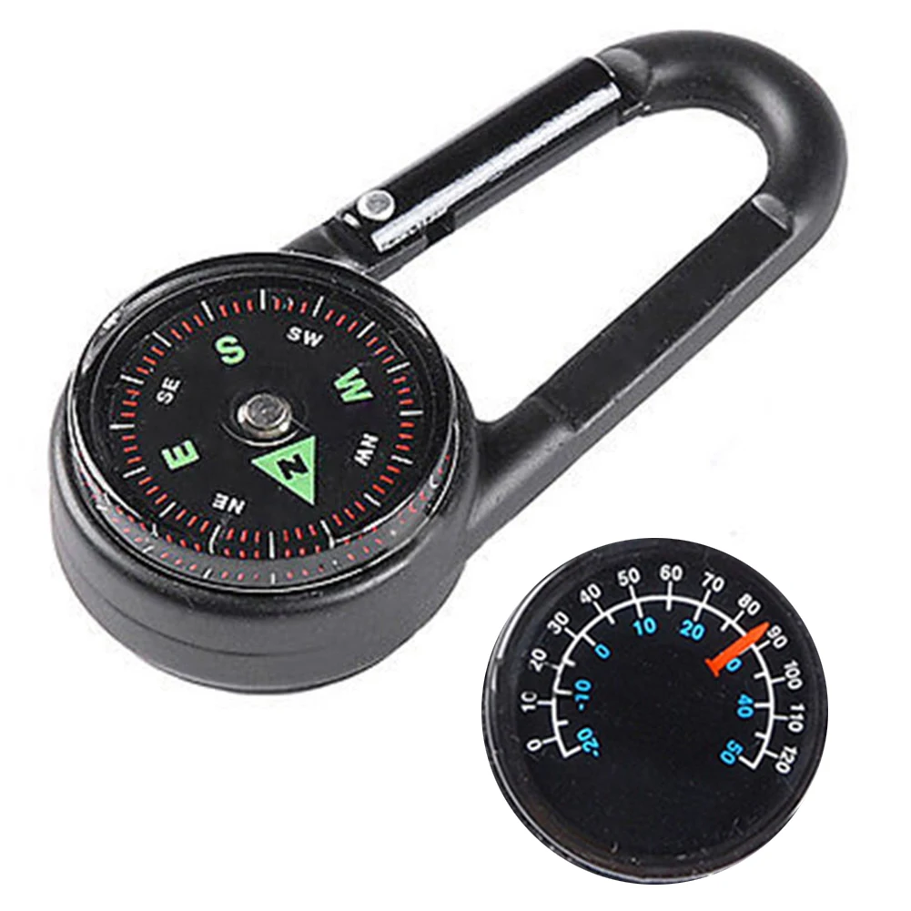 

3 in1 Survival Keychain Ring Camping Buckle for Camping Hiking Traveling Thermometer Multifunctional