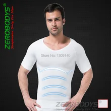 Mens Slimming Body Shaper Tummy Belly Abdomen Buster Waist Trainer Tee Shirt White S XL Underwear