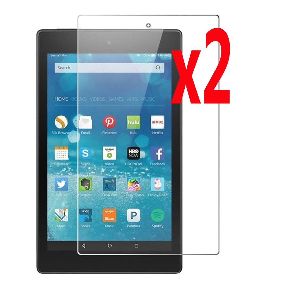 

2x Clear Films +2x Clothing , LCD Screen Protector Film Guards For Amazon Kindle Fire HD8 2015 2016 2017 5th 6th 7th 8" Tablet