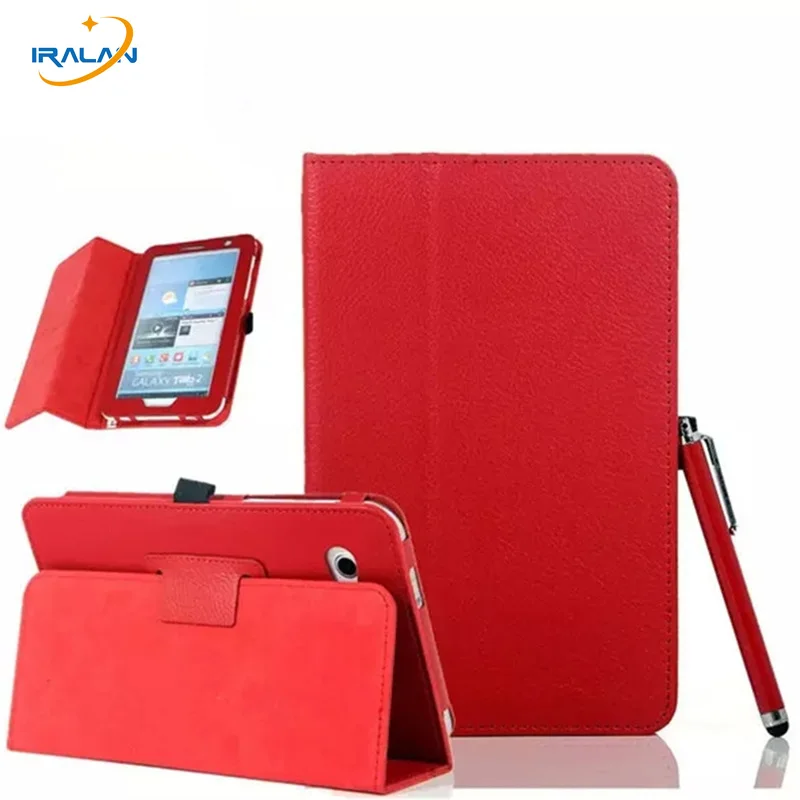 

2018 new Luxury litchi pattern flip 7 Inch Case For Samsung Galaxy Tab 2 7.0 P3100 p3110 P3113 GT-p6200 Tablet cover + film +pen
