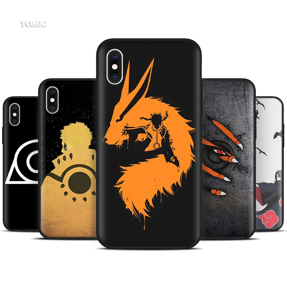 

Silicone Black Case for iPhone XR X XS MAX 7 8 6 6S Plus 5 5S SE 7Plus 8Plus Mobile Phone Naruto anime Black background