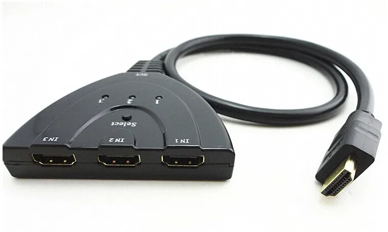 

AliExress Discount Price 3 Port full 1080P 3D HDMI Quality Switch Switcher Splitter Hub With Cable For LCD Screen HDTV Projector