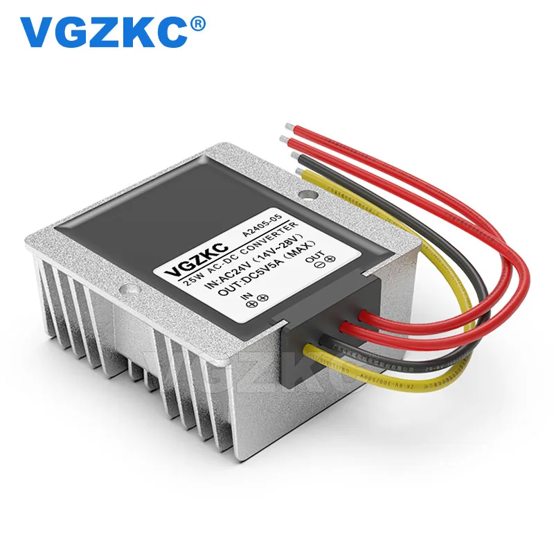 Выход 25 Вт AC 24 В в DC 5 В 5A Преобразователь мощности AC 14-28 в до 5 В DC трансформатор переменного напряжения