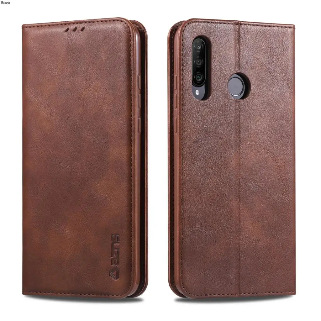 FGW Brown Ретро PU кожаный чехол для huawei P30 Lite магнитное притяжение чехол для huawei P30 Lite кошелек Чехол - Цвет: FGW Brown