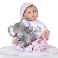 NPK силиконовые реборн Детские куклы подарок очаровательны Настоящее babydoll новорожденная девочка Bebes reborn с слоном плюшевые Bebes reborn boneca