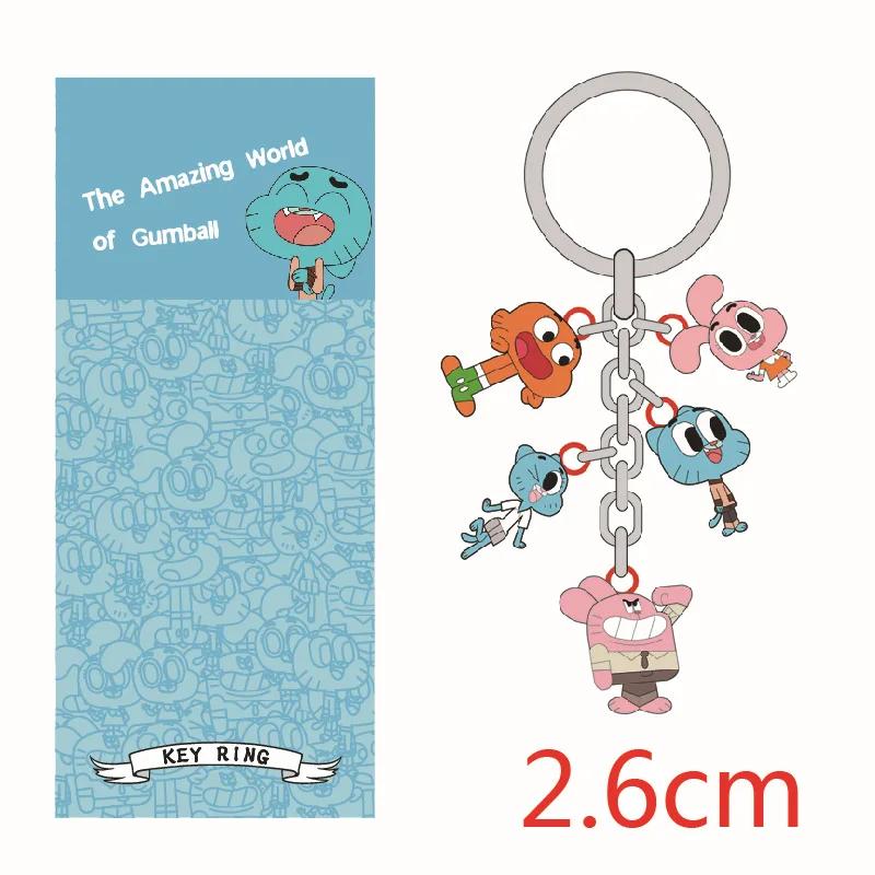 

Anime Amazing World Gumball keychain Darwin Anais Nicole Richard cartoon doll key chain cute funny personalized metal key ring