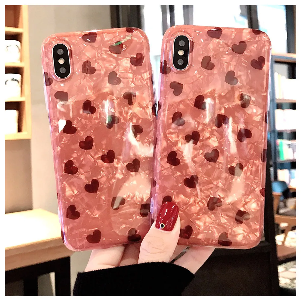 

Fashion Conch Shell Lovely Heart Pattern Phone Case For iphone X XS Max XR Case Soft TPU Silicone Cover for iphone 7 8 6 6S Plus