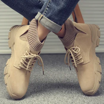 

2019 Autumn Early Winter Shoes Men Boots Genuine Leather Shoes Winter Male Footwear Suede Leather Mens Ankle Boots KA1679