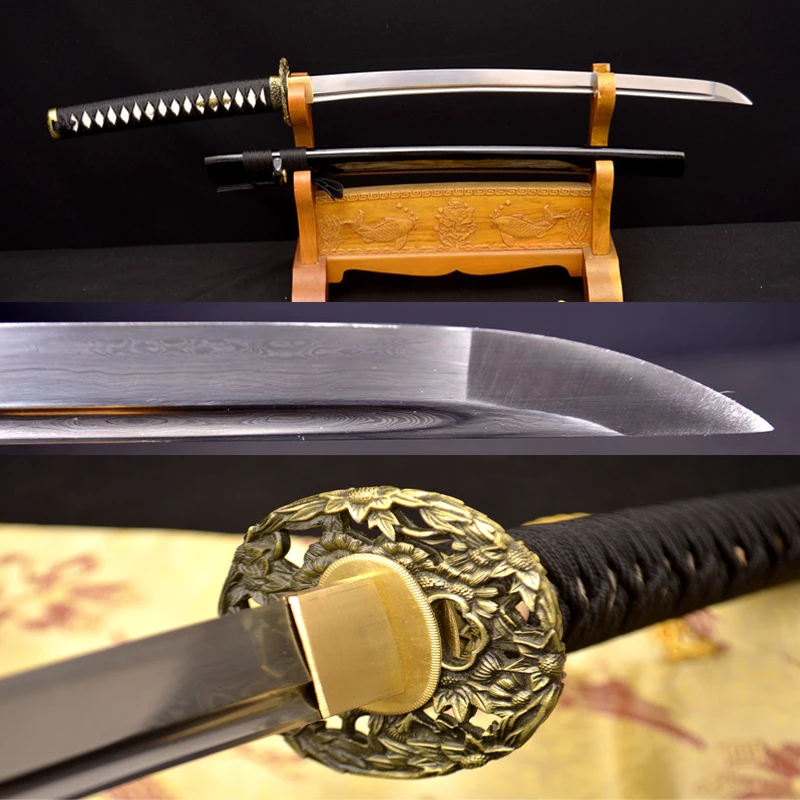 DAMASCUS Samurai Japanese Sword KO KATANA HANDMADE Folded Steel Oil