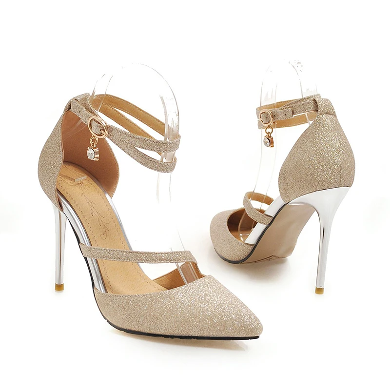 

YANSHENGXIN Shiny Slingback Women's Pointed Toe High Heels Woman Party Wedding Scarpin Stiletto Bridal Shoes Zapatos De Mujer