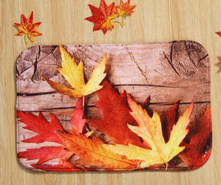 

40*60cm Maple Leaves Bath Mats Anti-Slip Rugs Coral Fleece Water Carpet For Bathroom Bedroom Doormat Online