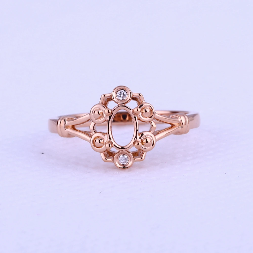 

Solid 14k Rose Gold Engagement Fine Women Wedding Ring 4x6mm Oval Semi Mount Natural Diamonds Jewelry Setting