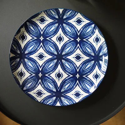 Синий и белый подглазурный цвет Готический Темный узор художественный дизайн посуда/тарелка набор 1 шт./лот - Цвет: 1piece 10inch
