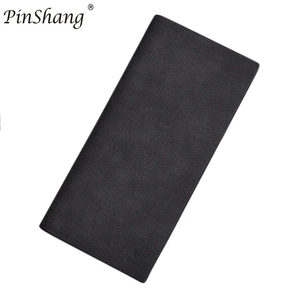 

PinShang Men's Wallet Soft PU Leather Retro Purse Slim Long Biflod bag Zipper Multi-card Holder Cash Organizer ZK25