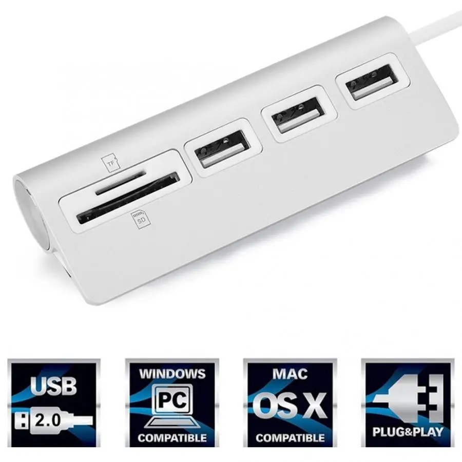 USB 2,0 концентратор многопортовый скоростной разветвитель SD/TF Card Reader для Windows 98SE/ME/2000/XP инструкция по эксплуатации