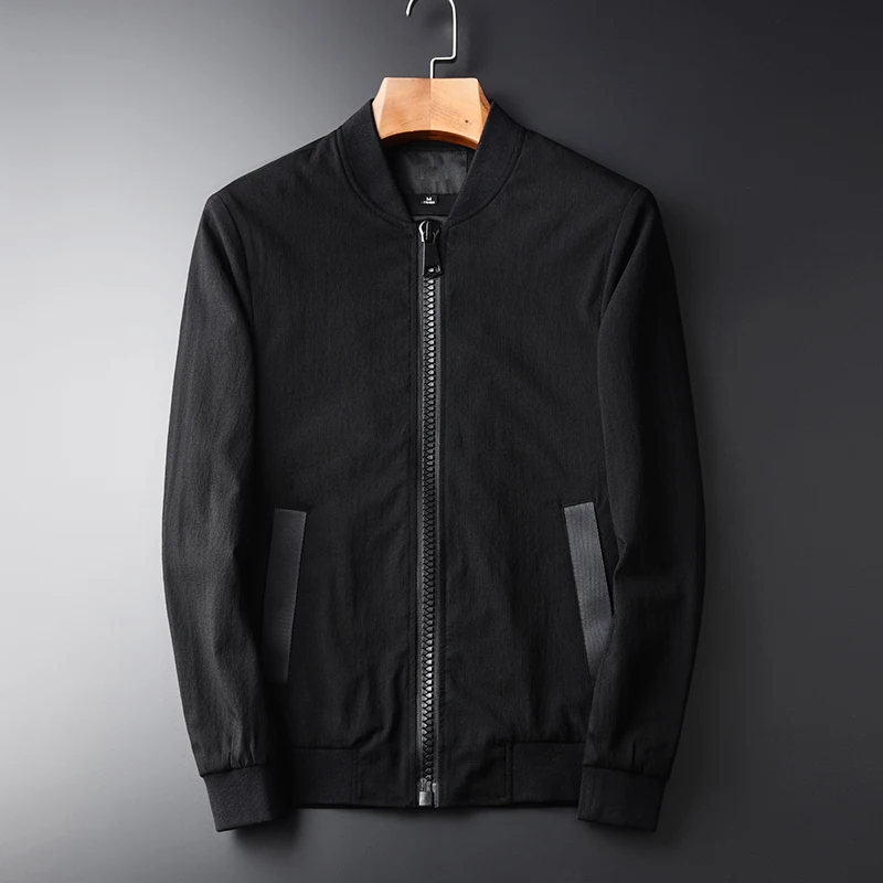 

Minglu Spring Big Zipper Teeth Men's Fashion Jackets New Stand Collar Ribbon Pockets Men's Casual Men's Jacket Coat Size M-4XL