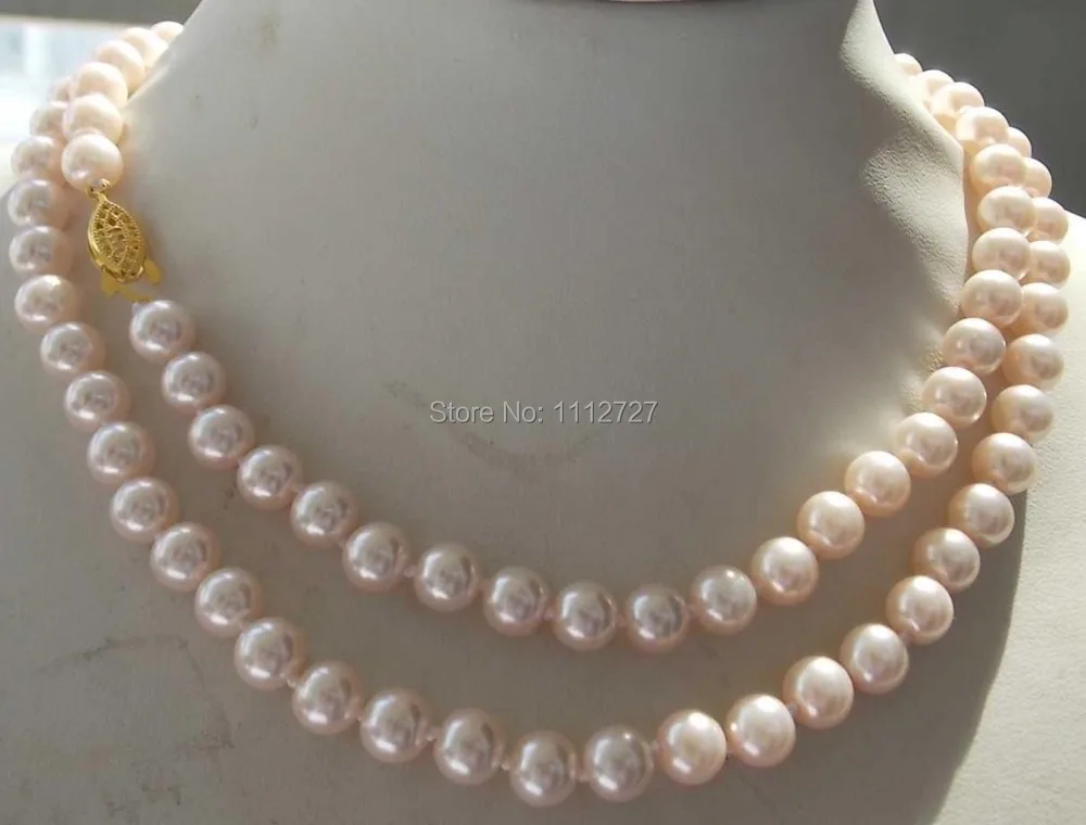 

2019 New Fashion 36'' 8mm Light Pink South Sea Shell Pearl Necklace AAA Natural beads DIY Fashion Jewelry Making Wholesale Price