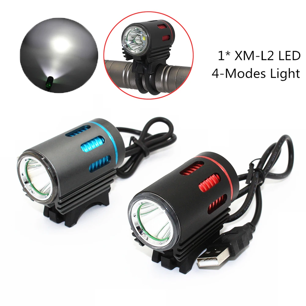 

USB Port 8.4V Charge 1x XM-L2 LED 1200LM LED Headlight Bicycle Light Bike Front Headlamp Lamp Cycling Led head Light Torch