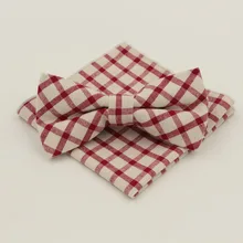 Для мужчин Модный хлопковый галстук-бабочка, носовой платок комплект в клетку красный жаккард галстук-бабочка для мужчин Свадебный квадратный Карманный Женихи бабочка S28 галстук