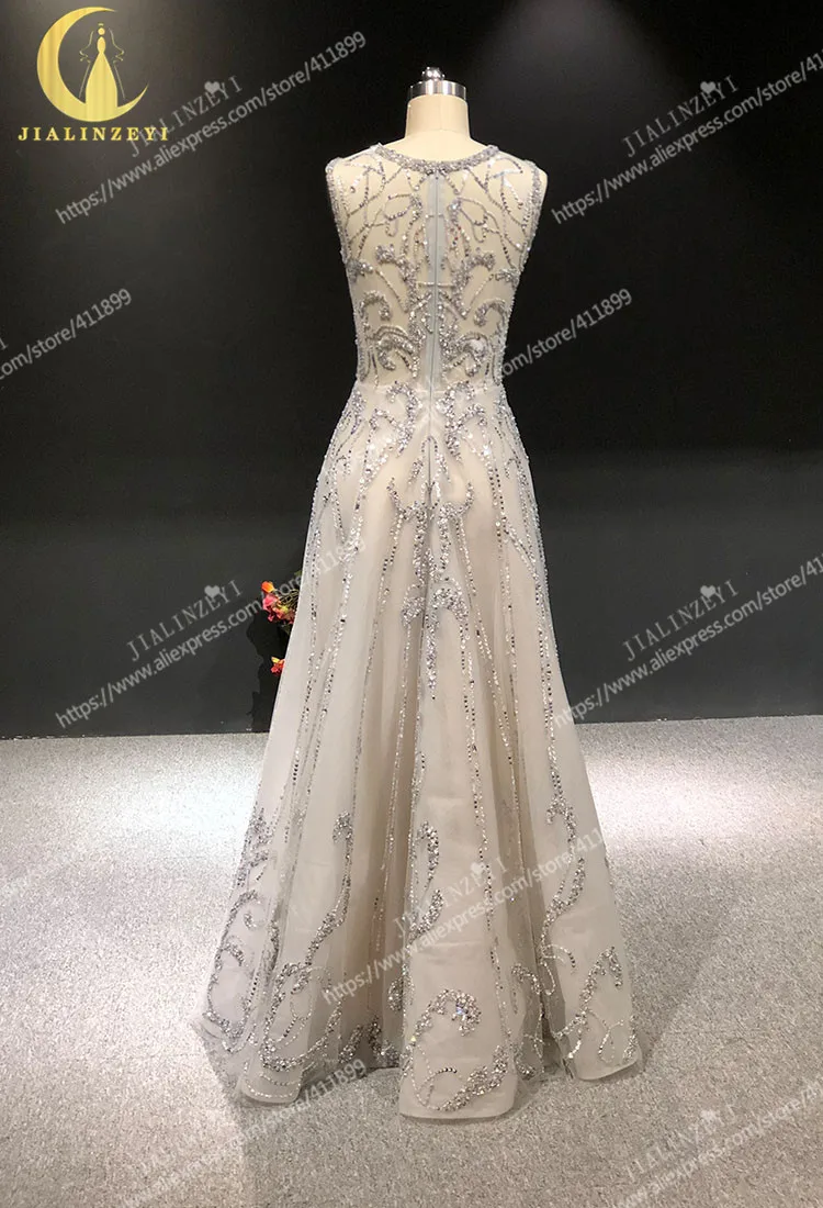 Rhine реальные фотографии Серый Полный бусины ручной работы кристалл Zuhair Murad Lusurious вечернее платье для выпускного вечера платья вечерние платья