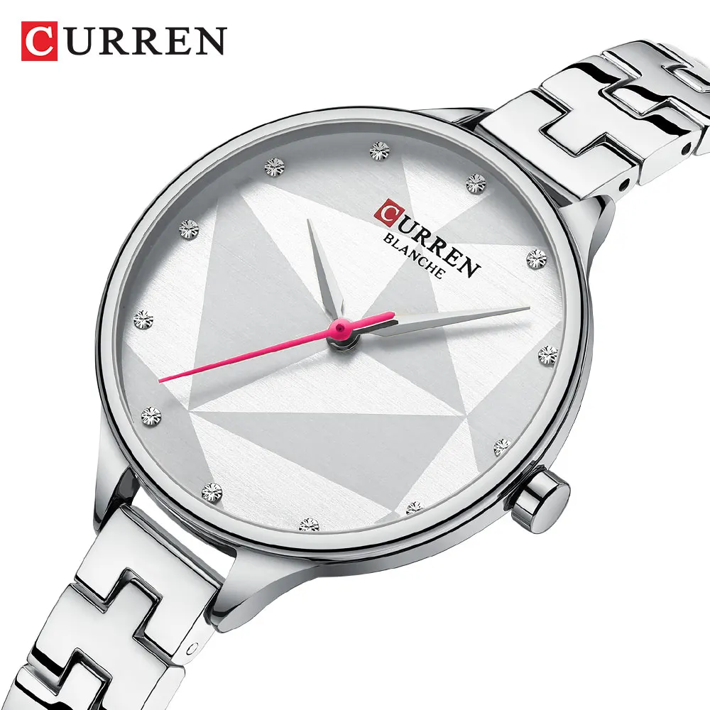 

CURREN Women Watch Elegant Quartz Silver Slim Dial Crystal Wristwatch Stainless Steel Band Clock Lady Reloj Mujer Gifts For Wife