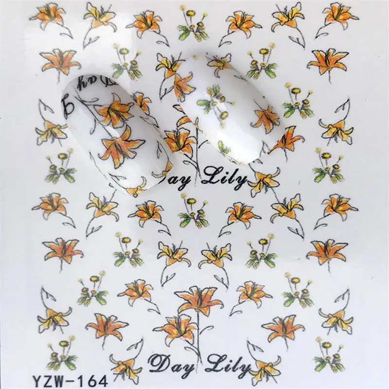 1 лист Простые художественные черные трафареты для дизайна ногтей переводные наклейки для воды Гель-лак полный декор для ногтей инструмент - Цвет: YZW-164
