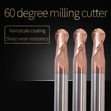 1PCS Cnc Sprial Bit Milling Cutter Ball Nose End Mills HRC60 2 Flute Cutting Steel Alloy Carbide Ball Nose End Mill Cutter Tools d10 75 15 2t high hardness cermet milling cutter machining cast iron and stainless steel 2 flute end mills straight shank tools