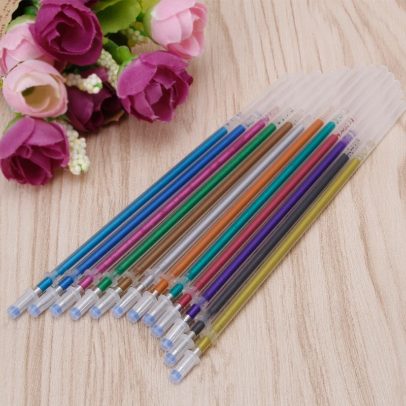 48 цветов 0,38 мм гелевые чернила Сменные стержни для ручек для блестящих металлических неоновых канцелярские принадлежности
