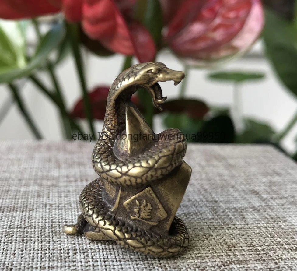 Китайская латунная богатство благоприятная змея Lngots Lucky Статуя Скульптура
