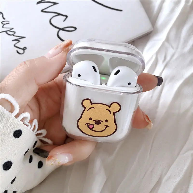 Cute Cartoon Bear Squirrel Clear Hard Case for Apple Airpods Headphone Cover Bluetooth Wireless Mickey Minnie Earphone Box Bags