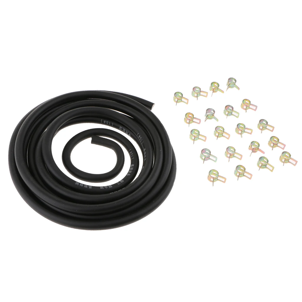 3meters 1/4'' Vacuum Spring Fuel Oil Water CPU Hose Clip Pipe Tube with 20Pieces 2/5'' Hose Clamps kit Easy to Install