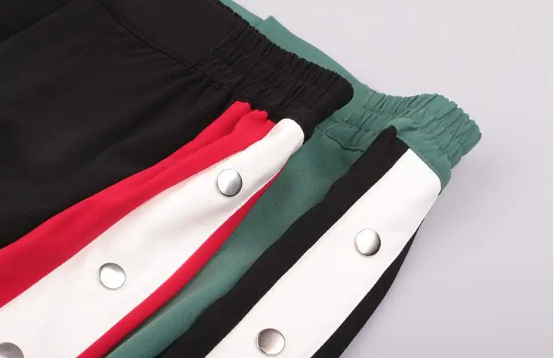  Color Striped Loose Casual Wide Leg Pants Women Single Breasted Metal Rivet Split Casual Pants Trou