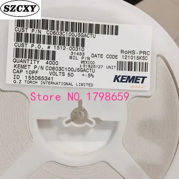 

New and original 4000PCS C0603C100J5GACTU Cap Ceramic 10pF 50V C0G 5% SMD 0603 125C
