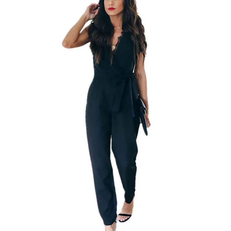 

DORVIVON Combinaison Femme Summer Lace Rompers Women Jumpsuit Sexy V-Neck Office Bandage Elegant Body Femme Ladies Overalls