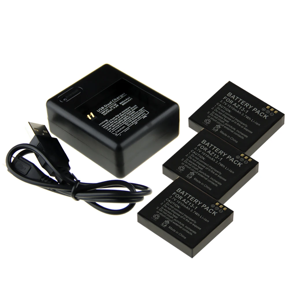 Digital Boy 3pcs 3 7V 1010 mAh Rechargeable Battery Dual Battery Charger For Xiaomi Yi font