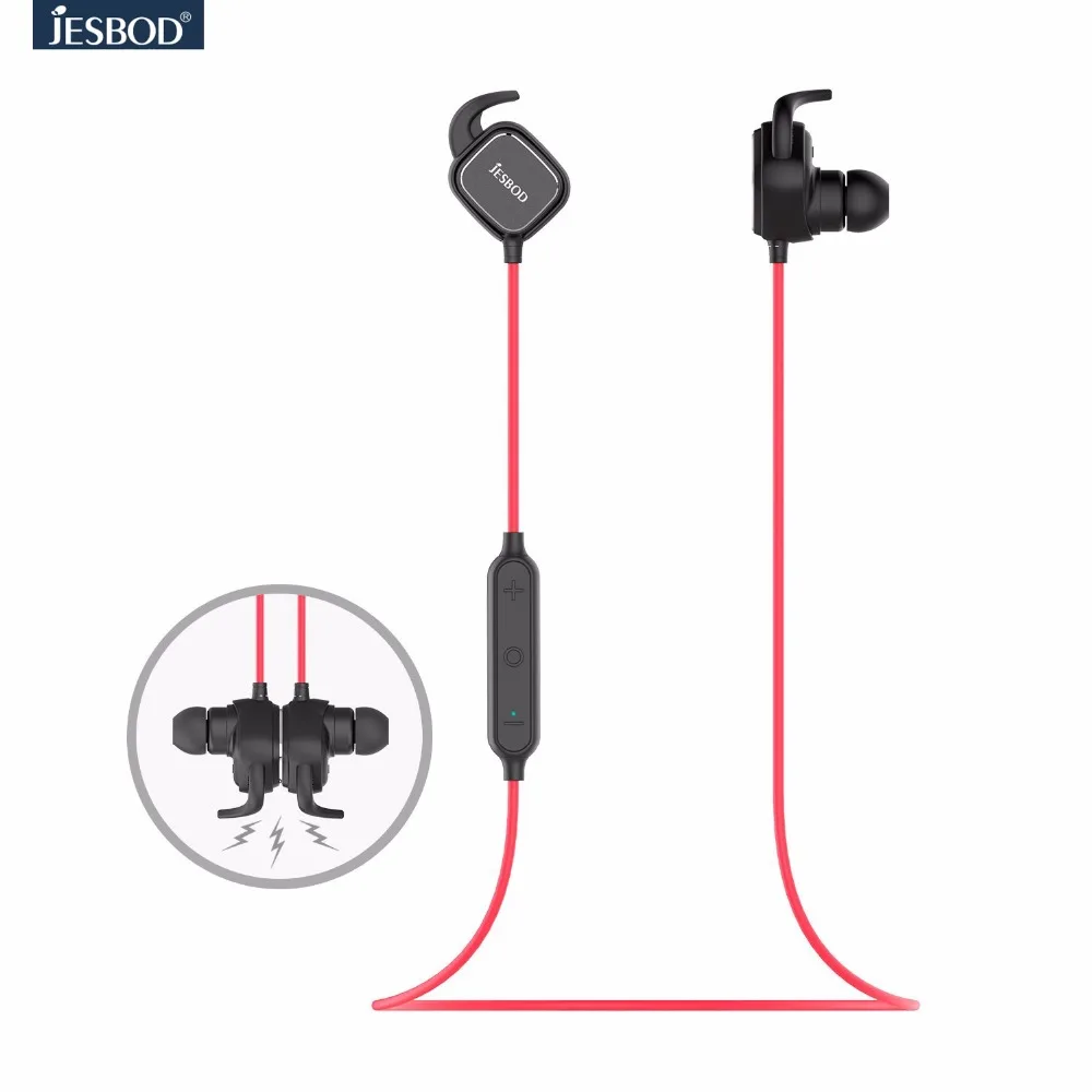 Jesbod QY12 Earphone Headset Sport Wireless Bluetooth Headset In-Ear with Mic Magnet Function Adsorption English Voice