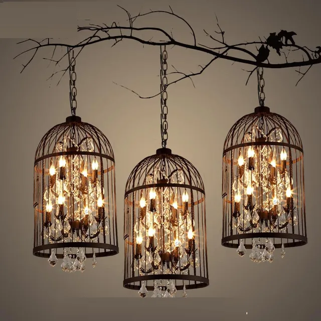 Crystal bird cage chandelier interior creative crystal chandelier retro