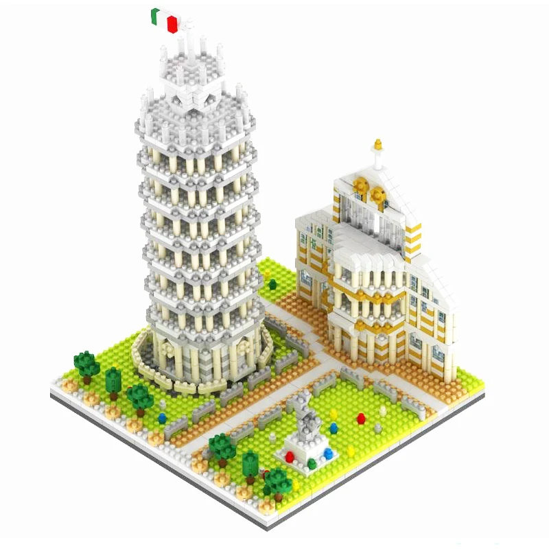 

YZ 066 World Famous Architecture Leaning Tower of Pisa 3D Model Mini Diamond Building Nano Blocks Bricks Toy for Children