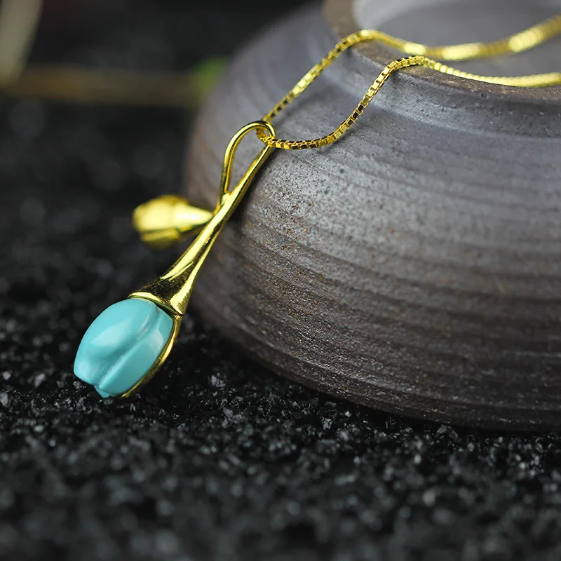 Серьги подвески из серебра 100% пробы с натуральным бирюзовым камнем|jewelry sets|set for