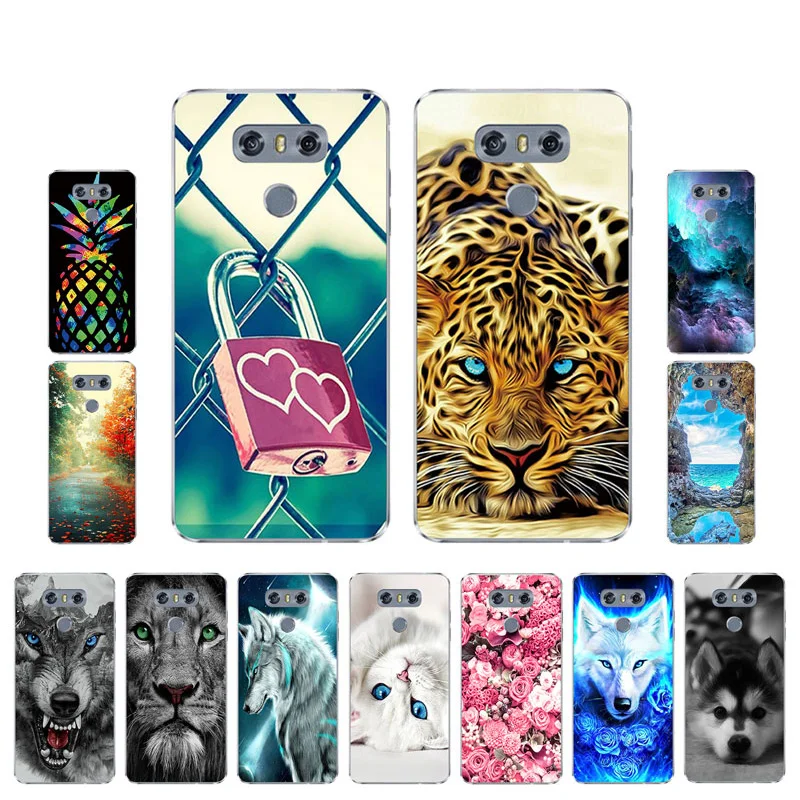 

For LG G4 G5 G6 G7 Back Cover Soft Silicon TPU Fundas Coque Tiger Painted For LG V40 ThinQ V30 Phone Case Bag Full Protective