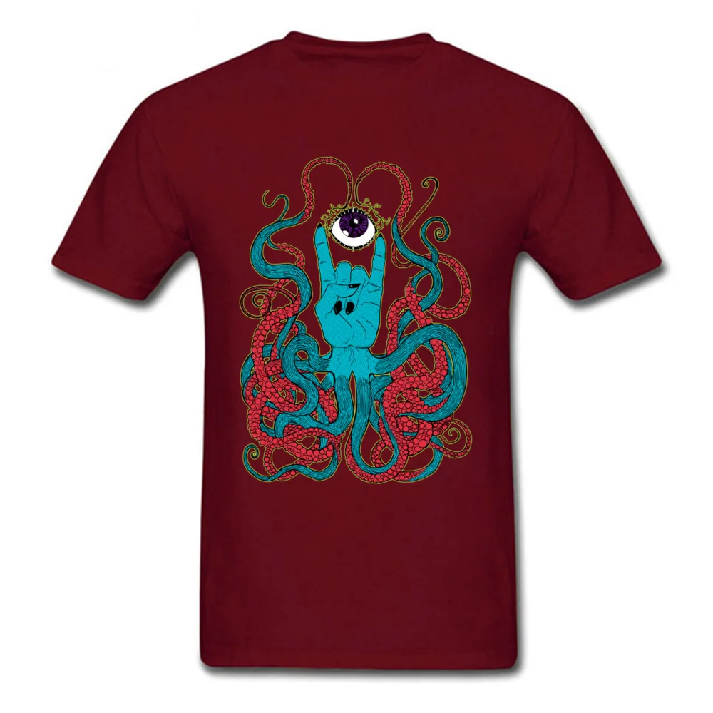 Octo 100% Cotton Tops T Shirt for Men Camisa T Shirt Fitness Tight Classic O-Neck Sweatshirts Short Sleeve Drop Shipping Octo maroon