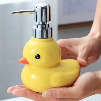 

Cartoon Ceramic Soap Dispenser Hand pressure Shower gel bottle Hotel Emulsion manual syringe gun dispenser Bathroom Accessories