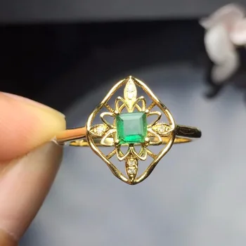 

Fine Jewelry Real 18K Yellow Gold 100% Natural Emerald Gemstone Gold Emeraude Jewellery Rings for women men Fine Ring