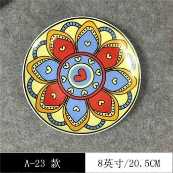 8 дюймов экзотическая ручная роспись Марокканская Италия богемный стиль обеденная тарелка красочные салатные тарелки обеденная круглая декоративная тарелка подарки - Цвет: 23