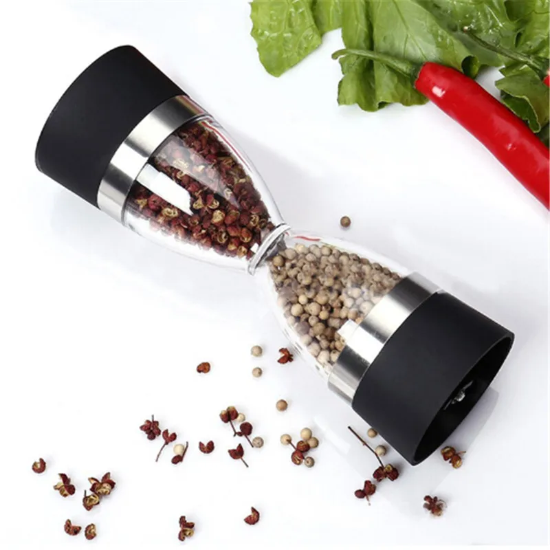 

2in1 Hourglass Shape Pepper Grinders Dual-head Sea Salt Paper Powder Mills Spice Shaker Seasoning Spice Sauce Ceramic Grinder