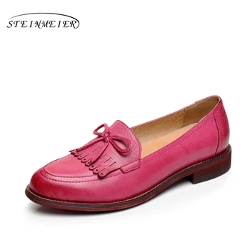 

Women Penny Loafer Sheepskin Moccasin Genuine Leather Slip tassel Flats Casual Dress Shoes Handmade Oxford shoes 2020 summer