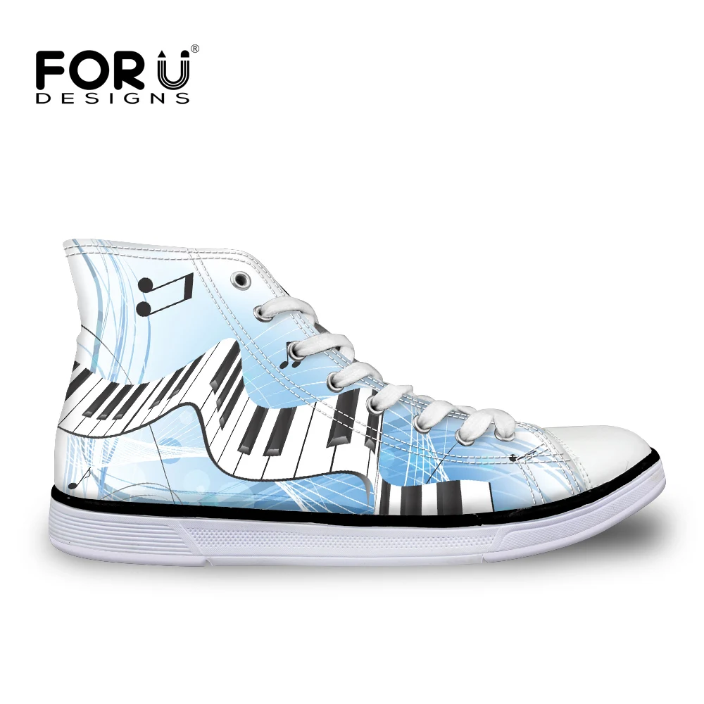 

FORUDESIGNS Musical Note Women High Top Vulcanize Shoes Spring Brand Designer Women's Sneakers Canvas Flats Shoes Woman Zapatos