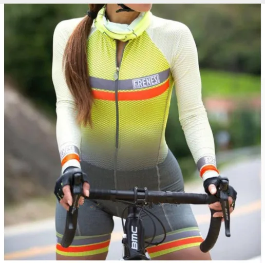 as picture Pro Team Triathlon Suit Women's long sleeve Cycling Jersey Skinsuit Jumpsuit Maillot Cycling Ropa ciclismo set gel 043 - Цвет: as picture
