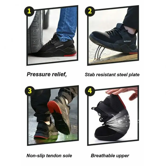1 пара тяжелых кроссовок защитная Рабочая обувь дышащая противоскользящая прокол для мужчин DX88