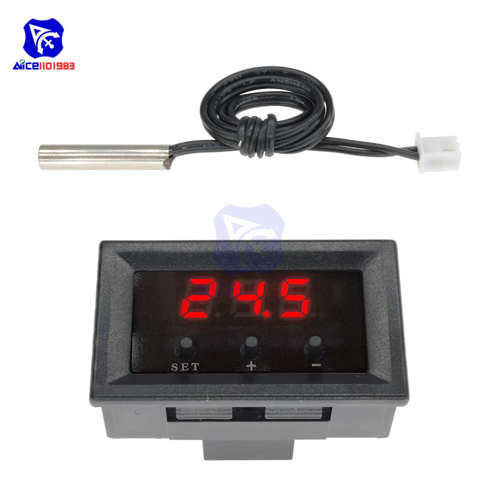 Красный Diymore W1209 DC 12 В Термостат Термометр Температура 3 цвета светодиодный цифровой дисплей с температурным кабелем тестер температуры - Цвет: Красный